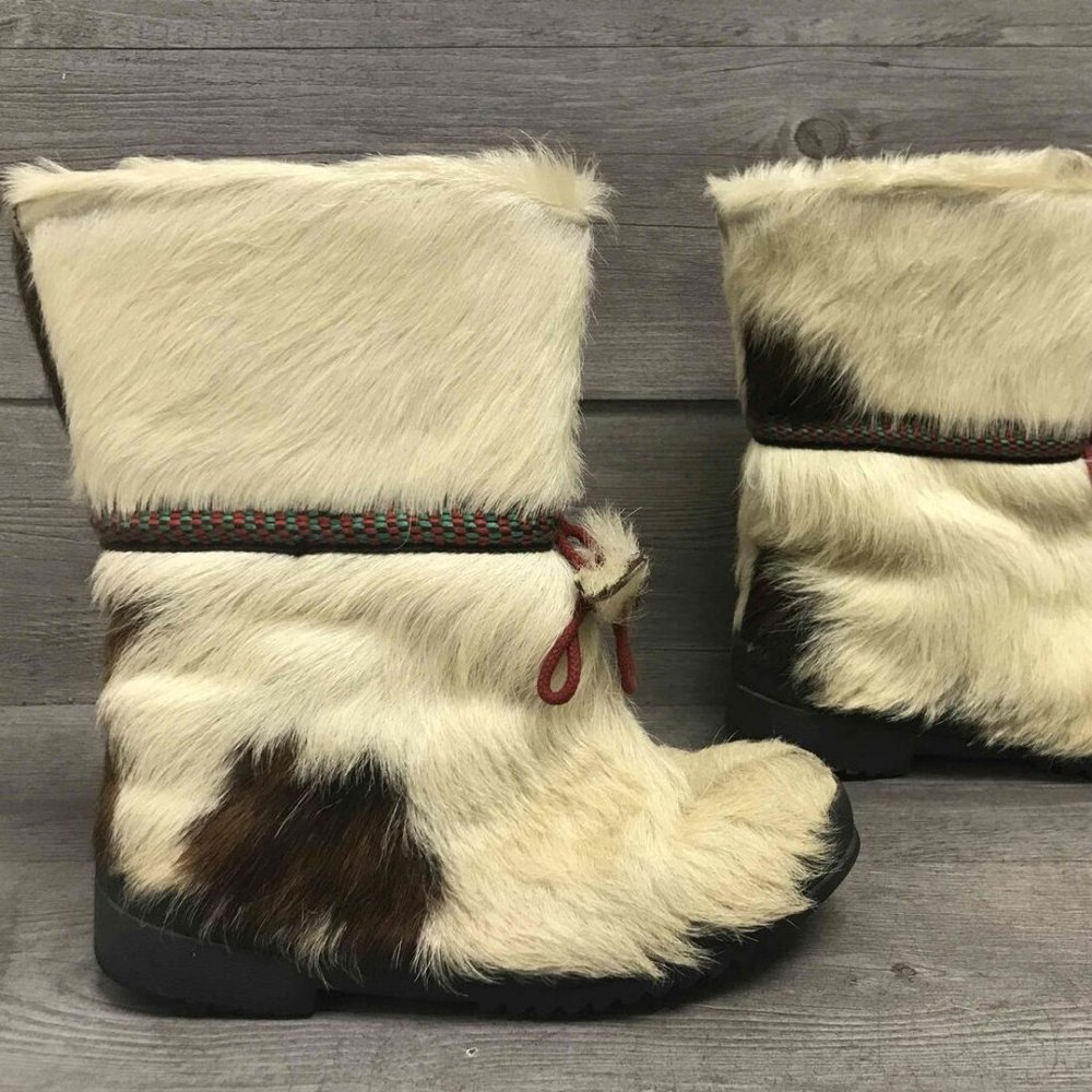 Datcha Women's 6 Pichette Jean-Claude Killy sheep Fur Boots vintage 1970's - Picture 5 of 8